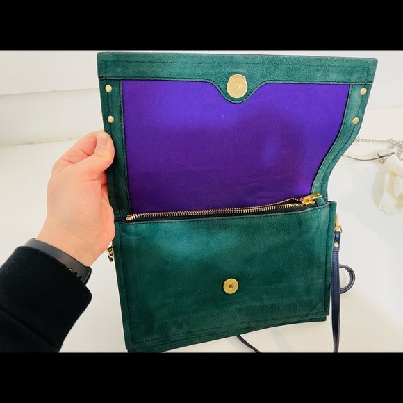 Brian Atwood Suede Green and Blue clutch - Picture 5 of 6